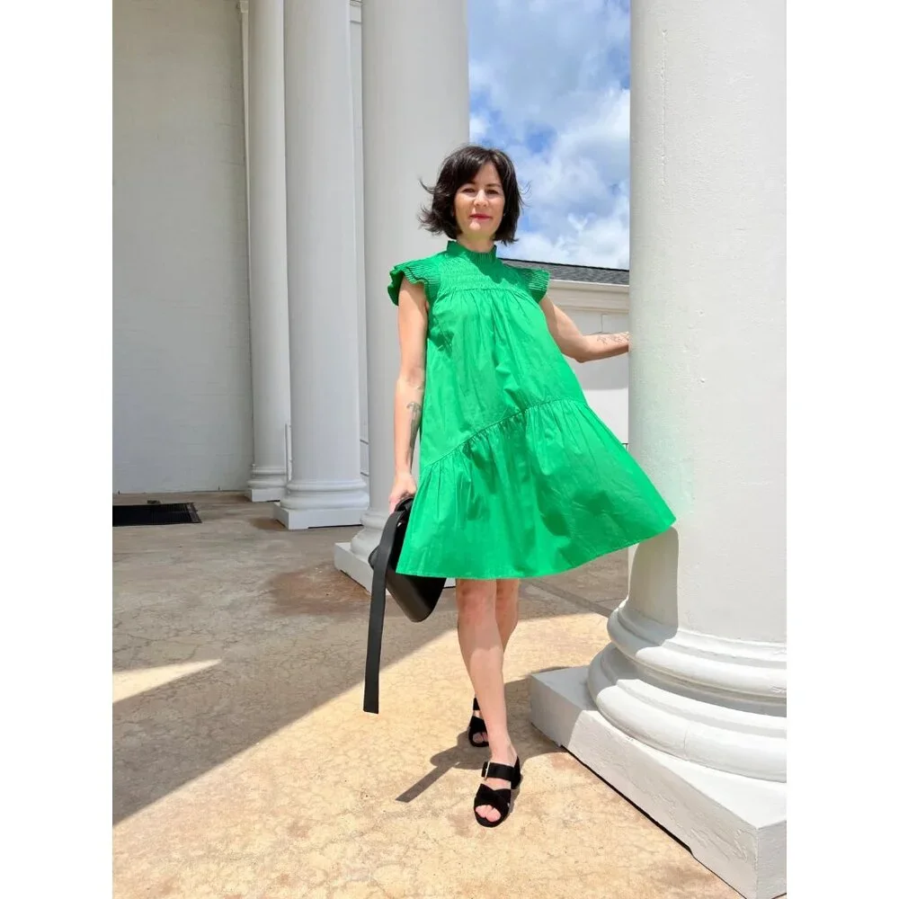 Love the Label kelly green Poppy smocked mini dress